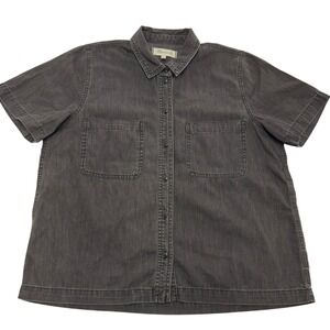 Madewell Shirt Womens Medium Denim Short Sleeve Button Up Shirt in Lunar Wash
